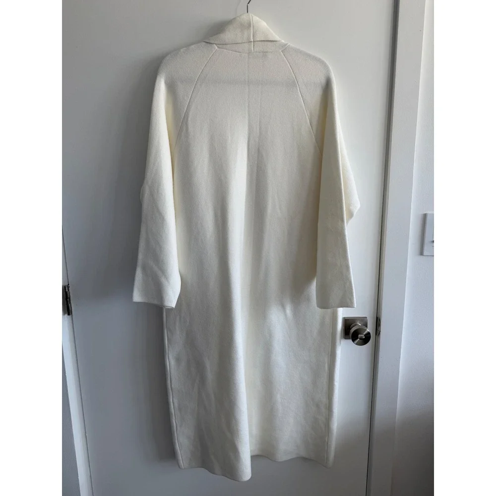 Zara Womens‎ Cream Longline Knit Duster Cardigan Shawl Collar Pockets Size S
